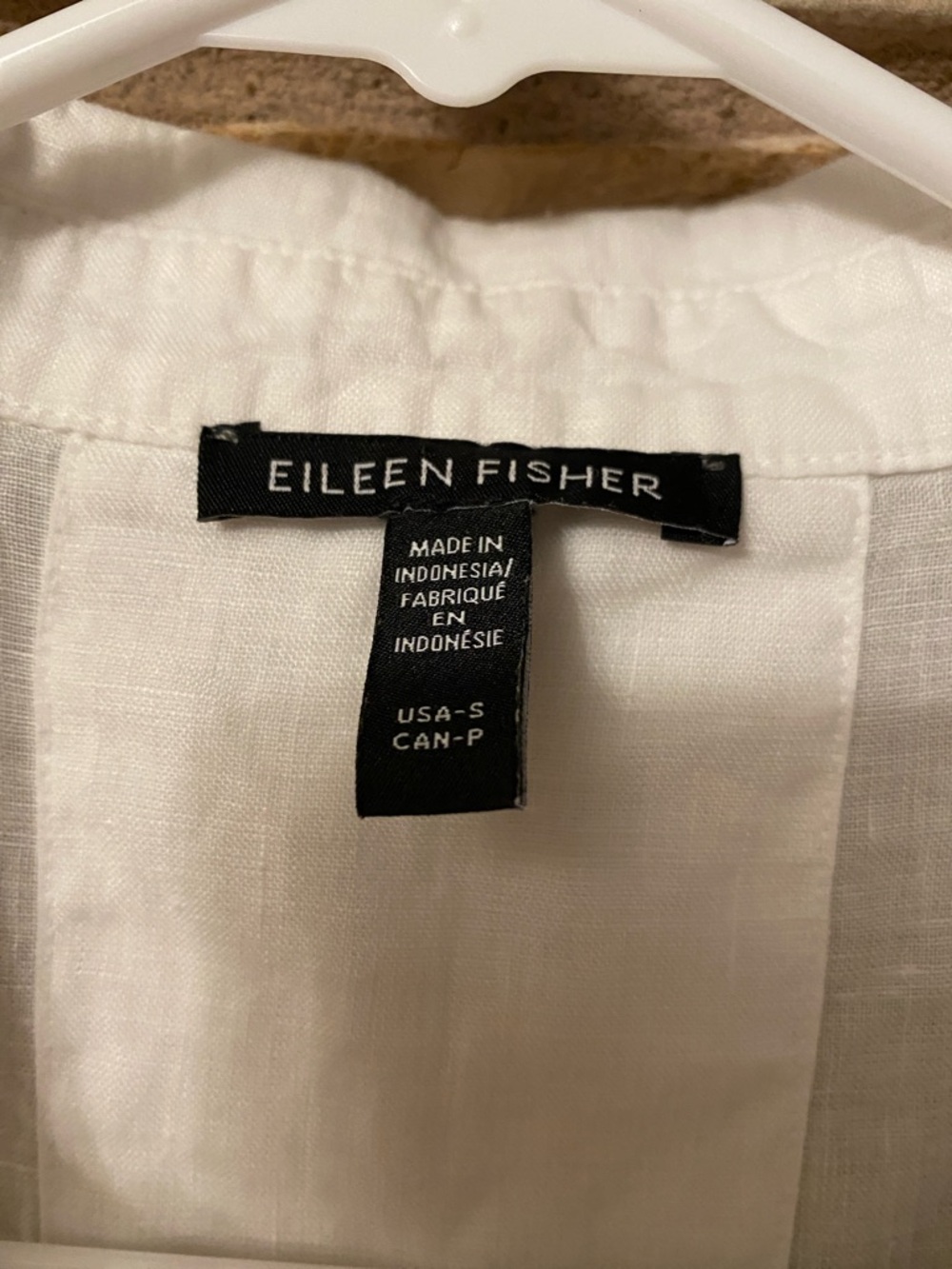 Eileen Fisher Classic Collar Elbow Sleeve Organic Linen Button-Up Shirt Size S - Picture 7 of 10